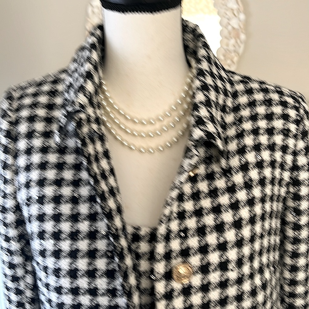 Jason Wu 2 Piece Crop Jacket Matching Sleeveless Top Black/White Check Sequins